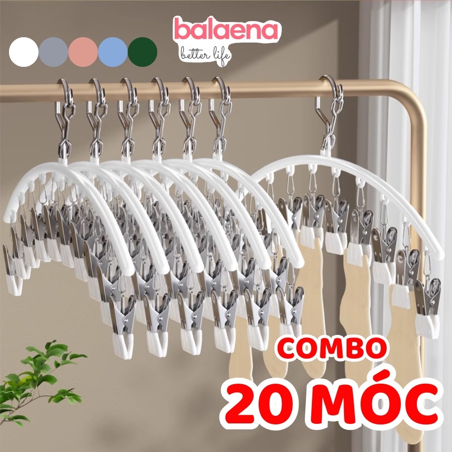 Móc Treo Đồ Lót 20 kẹp 🌸FREESHIP🌸Móc phơi treo đồ đa năng Treo Tất, Quần Áo Trẻ Nhỏ Có Khóa Chống Gió, Chống Trượt