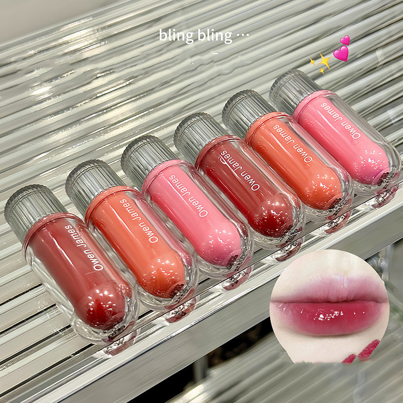 Owen James Bubble Lip Glaze Mirror Water Gloss Dưỡng ẩm Son môi lâu trôi