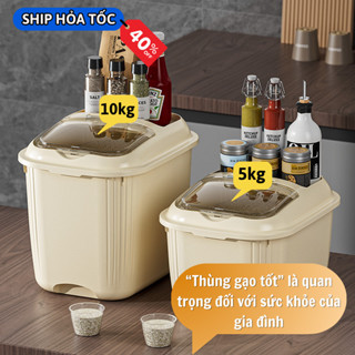 Thùng Đựng Gạo SG DECOR Nhựa Dày Dặn, Nắp Kín Chắc Chắn, Ngăn Côn Trùng, Chống Ẩm Mốc