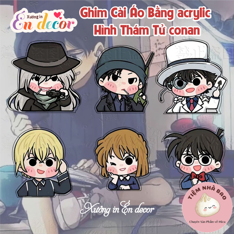 Ghim Cài Áo Bằng acrylic Hình Thám Tử conan Hoạt Hình Dễ Thương - - Bánh bao decor
