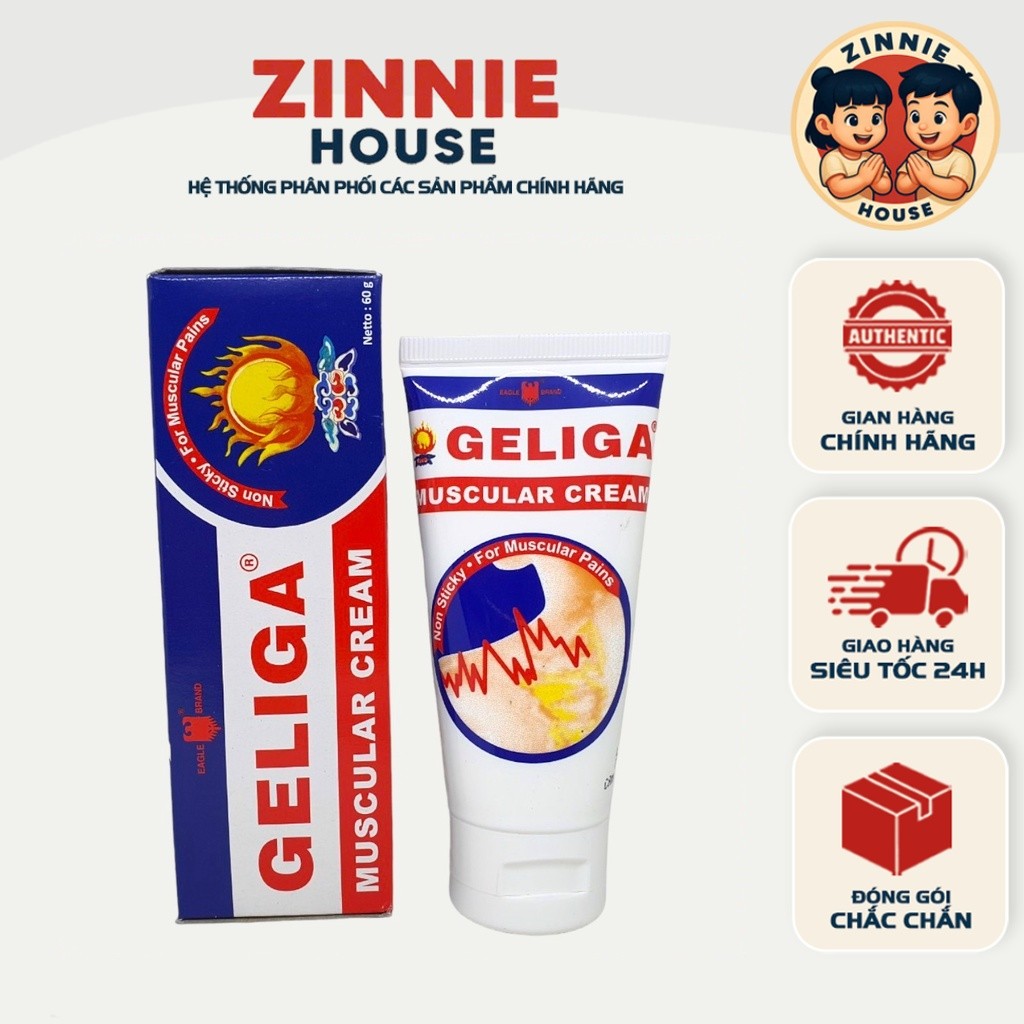 [CHÍNH HÃNG] Tuýp Kem Xoa Bóp Geliga Muscular Cream Indonesia 60gram - Giảm đau nhức xương khớp hiệu