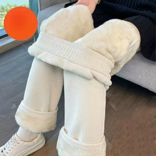Quần ống rộng Quần nỉ lót lông quần nữ mùa đông giữ nhiệt