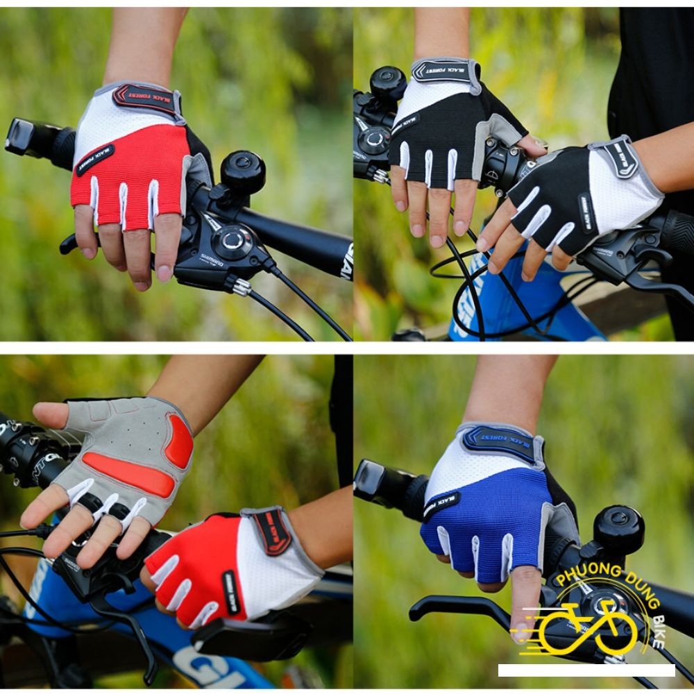 Găng tay (Bao tay) hở ngón đi xe đạp BLACK FOREST