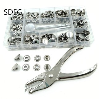 Sdfg 200 Chiếc Snap Fastener Kit, Bộ Nút Chụp Đóng Hộp Nắp Đôi, Sửa Chữa Bền Đẹp Trang Trí Bấm Đinh Thép Không Gỉ Da Đục Lỗ Kìm Quần Áo May
