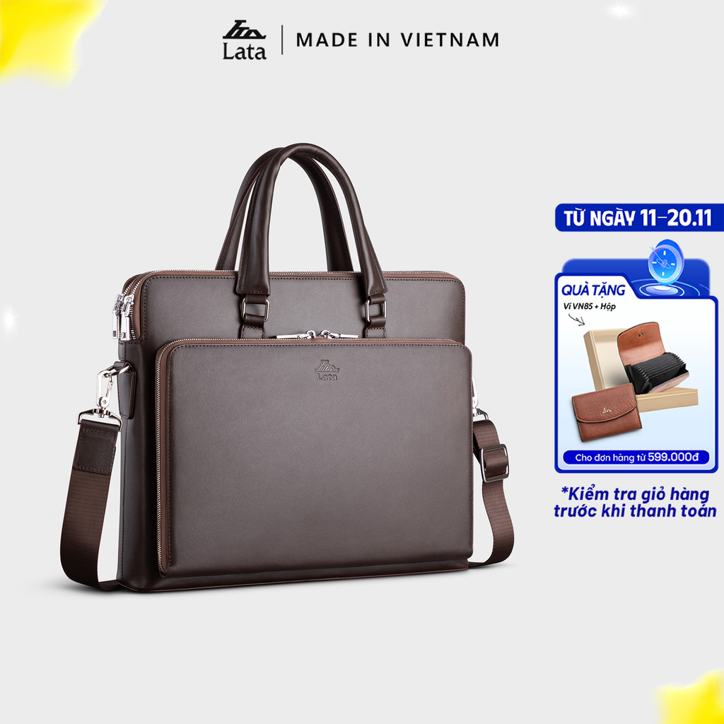 Cặp xách công sở nam da bò thật Lata CADA06