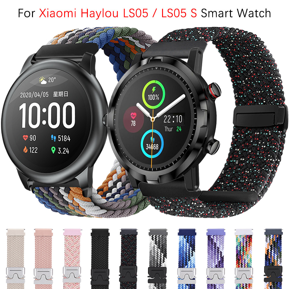 Dây đeo bện dù cho Xiaomi Haylou LS05 / LS05 S Đồng hồ thông minh có thể điều chỉnh bện Solo Loop Ba