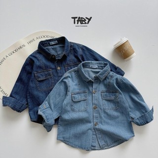   TABY  Áo sơ mi bò basic phong cách HQ chất liệu vải bò xuất dư mềm mát không bai nhão cho bé trai 9-29kg LC24A008 