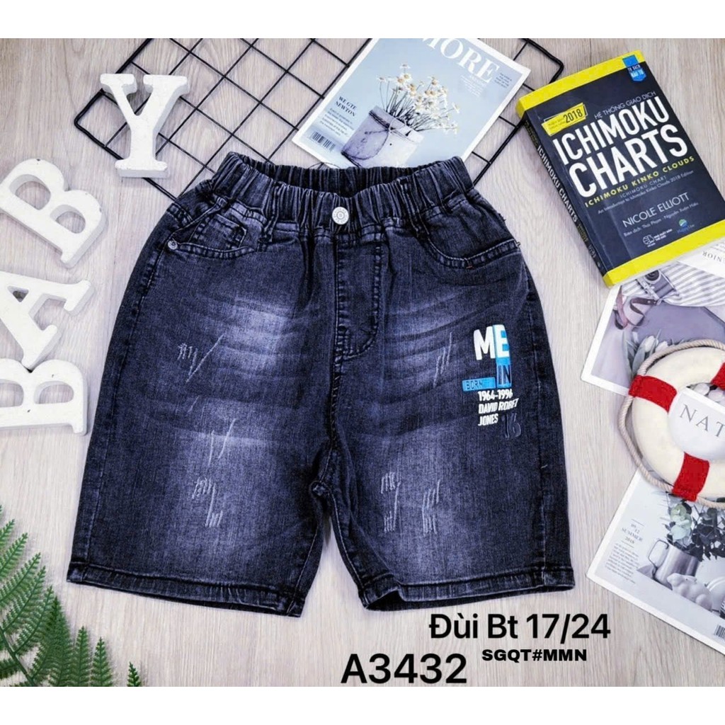Quần jean đùi bé trai đen ME size trung 3056