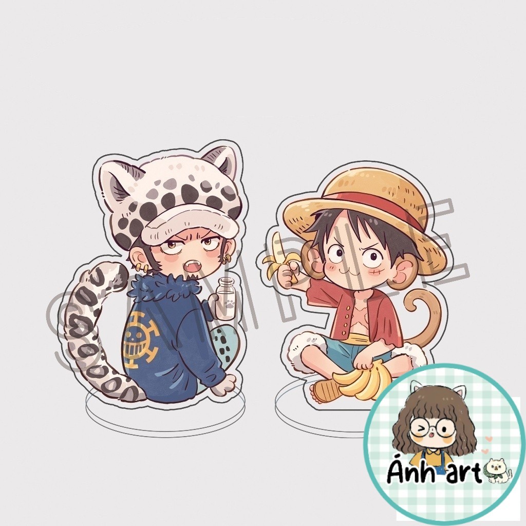 (3CM) MÔ HÌNH Standee LUFFY LAW ONE PIECE ver BÁO CON anime ĐẢO HẢI TẶC tượng mica acrylic chibi xin