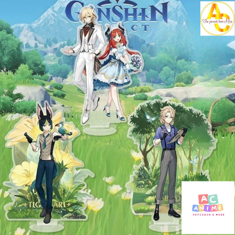 Mô hình Standee Genshin Impact Standing Anime Tighnari Albedo Nilou in hình nhân vật 2 mặt rõ nét Ph