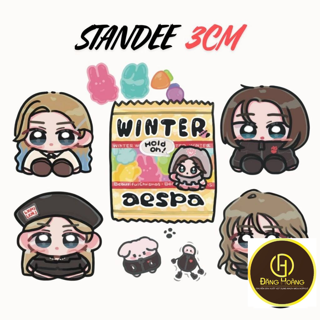 (3cm) Mô hình Standee Aespa Karina Winter NingNing Giselle ver Birthday in hình nhóm nhạc kpop thần 