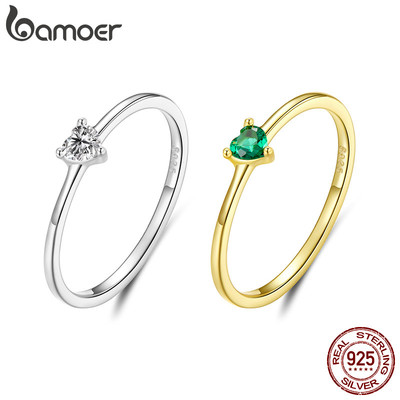 Bamoer Bạc 925 Nhẫn Vàng Bạc Tình Yêu Thiết Kế Trái Tim Trang Sức Quà Tặng Nữ