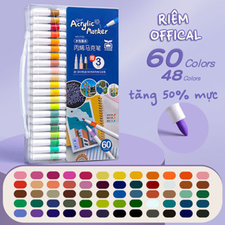 Bút Màu Acrylic Marker 60 Cao Cấp Màu Sắc Tươi Sáng - Bút Lông Màu Có Thể Xóa, Tô Trồng Được Lên Nhau