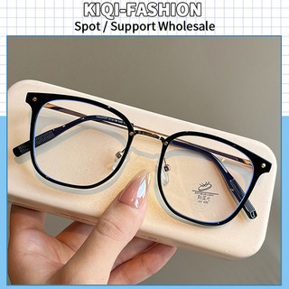(Kiqi-fashion) Kính chống ánh sáng xanh hình chữ nhật TR90 thời trang dành cho nữ Kính mắt chống bức xạ kim loại hợp thời trang dành cho nam và nữ