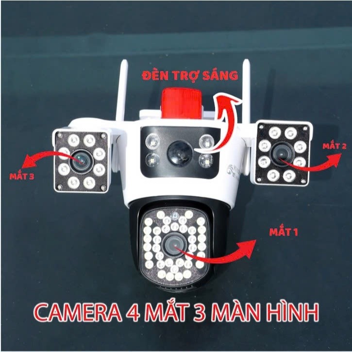 Camera wifi Yoosee 3 MẮT QUAY ĐỘC LẬP 16MP, xoay 3 mắt cùng lúc đa chiều có màu đêm BẢO HÀNH 1 NĂM