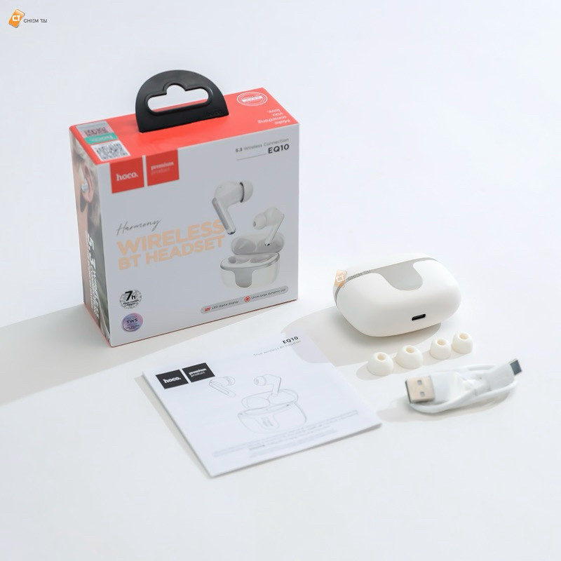 Tai nghe bluetooth không dây HOCO EQ10 - EQ10 Plus khử ồn ANC ENC chính hãng, pin 7H bass căng nhạc 