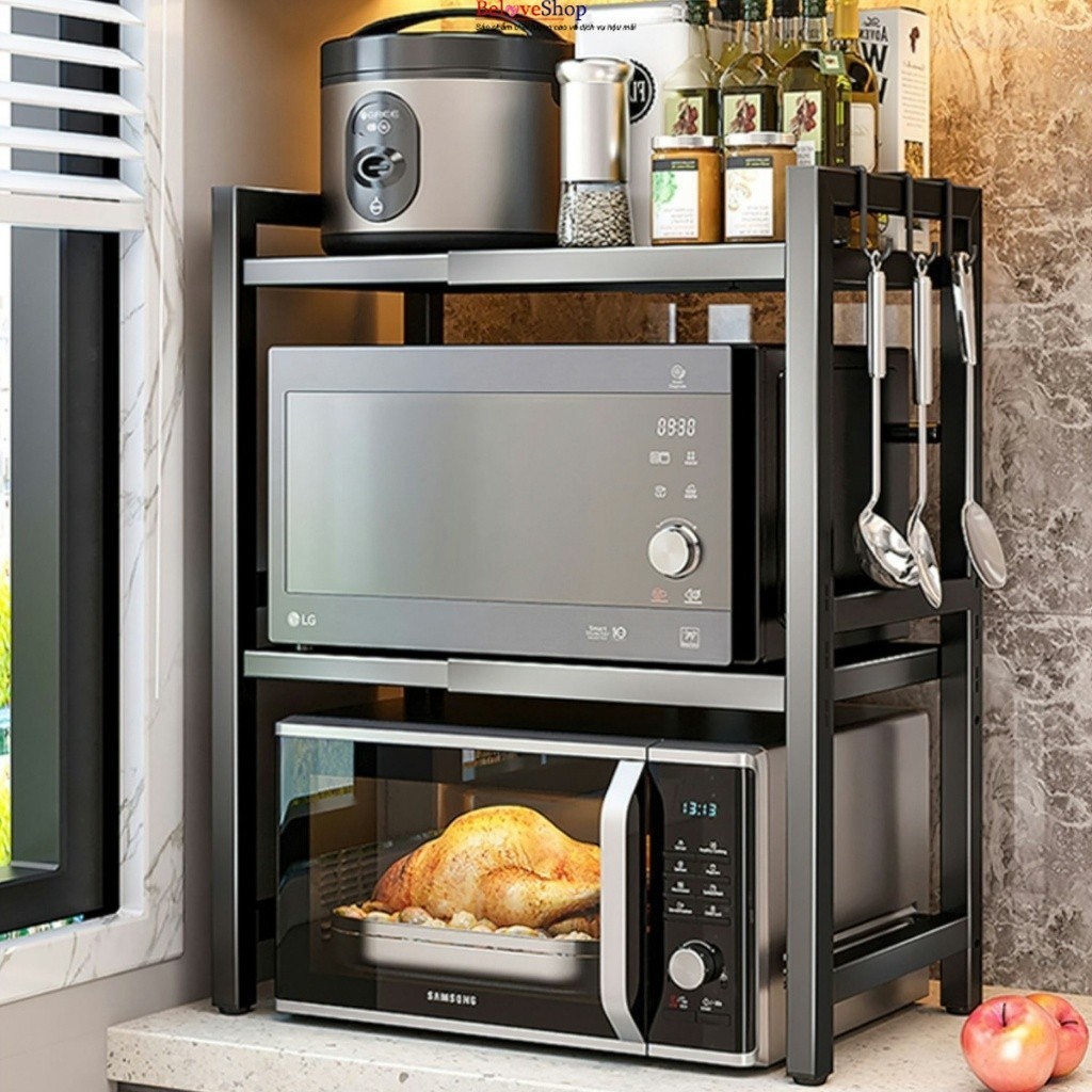 Kệ Lò Vi Sóng kích thước có thể điều chỉnh 1/2 tầng-Kệ Để Lò Vi Sóng ,Kệ Để Đồ Nhà Bếp -TRAMO