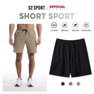 Quần short đùi nam S2 SPORT vải gió cao cấp cạp chun co giãn mềm form ngắn trên gối trẻ trung QS04