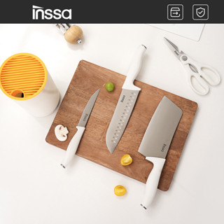 Bộ dao INSSA, bộ 5 dao, dao bằng thép không gỉ, kèm giá dao, dao thái thịt, dao cắt rau củ quả DAOJ001