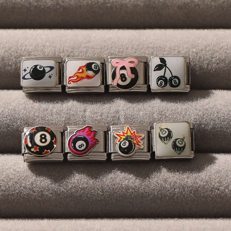 No. 8 Series Pattern Italian Modular Bracelet Charms Fit DIY Making 9mm Steel Links