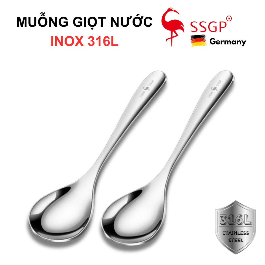 Muỗng inox 316 cao cấp giọt nước SSGP Thìa inox 304, muỗng ăn cơm inox 316 Muỗng inox nhỏ Muỗng canh