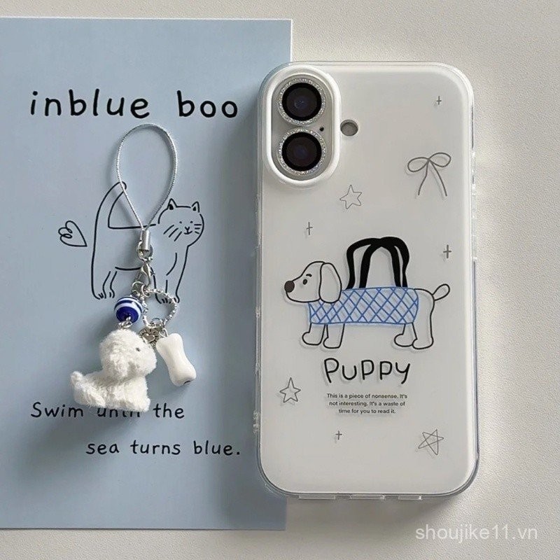 Mặt dây chuyền hình chó Dachshund hoạt hình tương thích với ốp lưng iPhone cho 11 Pro Max/12/13/14/1