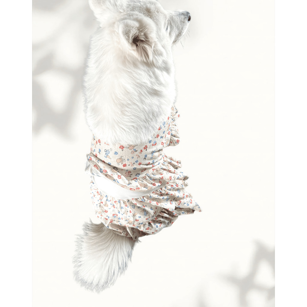 Quần Áo Cho Chó Mèo Mùa Hè Mỏng Hoa Treo Váy Bichon Thoáng Khí Chống Trơn Lực Kéo Khóa Bichon Pomera