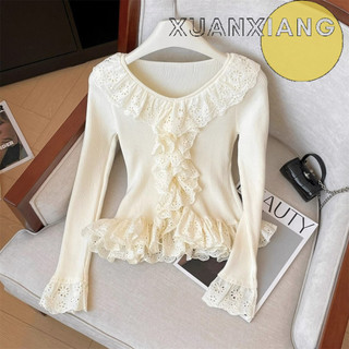 XUANXIANG áo phông áo thun nữ croptop baby tee Dễ thương Korean Comfortable Hàn Phong WCS24A0QUN 43Z241022