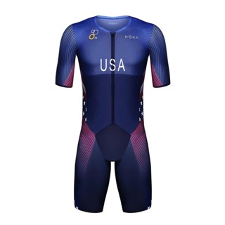  Roka USA Team Triathlon Đua Phù Hợp Với Đi Xe Đạp Skinsuit Người Không Tay Đồ Bơi Xe Đạp Jersey Quần Áo Xe Đạp Áo liền quần 
