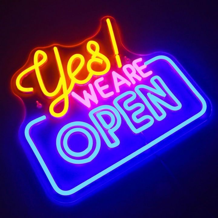 Bảng Hiệu Mở Cửa Hàng LED Neon Phát Sáng Yes We Are Open Bằng Acrylic LED Sign