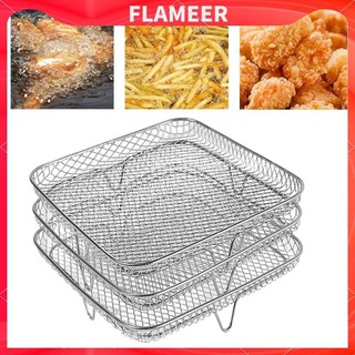 Giá nồi chiên không khí bằng thép không gỉ 3 tầng, Giá hấp, Có thể tái sử dụng, Dễ lau chùi, Chảo rang, Giỏ nướng, Chảo cho