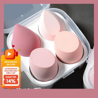 BEAUTY BLENDER Bộ máy xay sinh tố làm đẹp 4 mảnh, siêu mềm, đệm phồng để sử dụng khô và ướt, miếng bọt biển trang điểm giá cả phải chăng.
