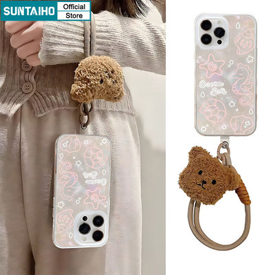 Suntaiho Dây Dễ Thương Gấu Sao Biển Họa Tiết Cá Ngựa Vỏ Điện Thoại Trong Suốt Mờ Mềm Cao Cấp Chống Sốc Cho IPhone 11 12 13 14 15 16 Pro Max IP 7 8 Plus Iphon X Xs XR Xs Max