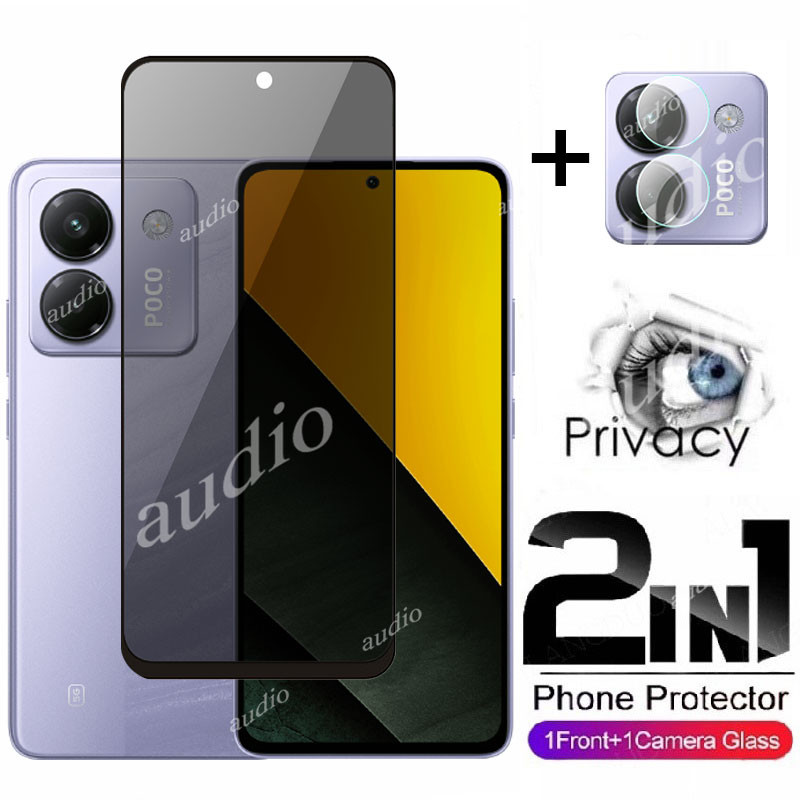 Poco M7 Pro 5G 2in1 Màn hình riêng tư có màng ống kính cho POCO M7 Pro M7Pro 5G Bảo vệ màn hình riên