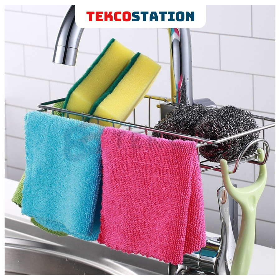 Khay (Rổ) Để Đồ Bồn Rửa Chén - Giá Kệ Kim Loại Đựng Giẻ Rửa Chén Gắn Vòi Rửa Bát