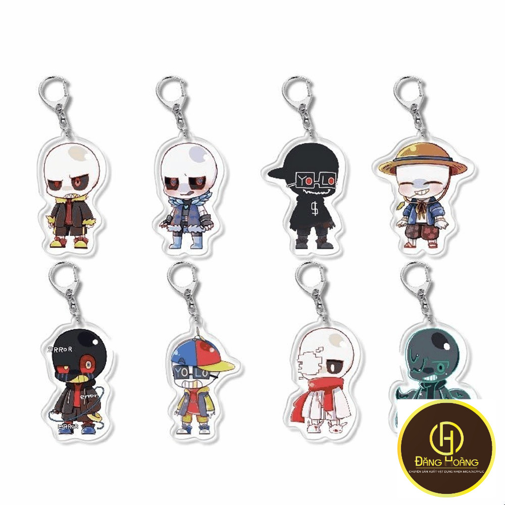 Móc Khoá, Standee, Tranh Kính Mô Undertale Sans Flowey Papyrus Asriel Chibi Anime Trang Trí Bàn Học,