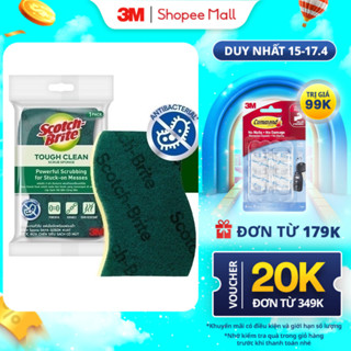 Cước rửa chén 3MTM Scotch-Brite®, kháng khuẩn, 2 mặt chống trầy, gói 3 miếng, xanh/ hồng, Làm sạch các vết bẩn cứng đầu