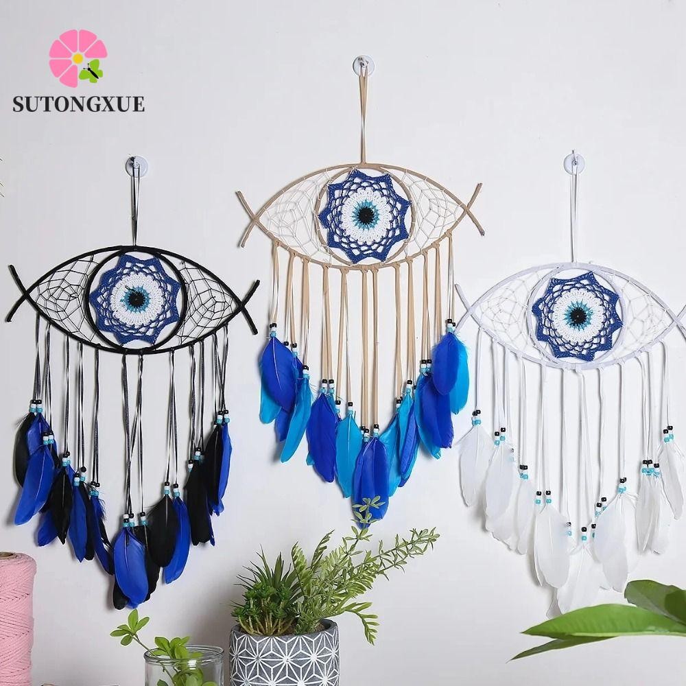 Sutongxue Dreamcatcher, Funny Handmade Evil Eye Dream Catcher, Wall Art Blue Feather Creative Evil E