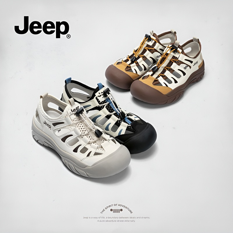 100% Giày thể thao Jeep thật, giày đế dày cho phụ nữ, giày đi bộ mùa hè thoáng khí 2024, giày trekki