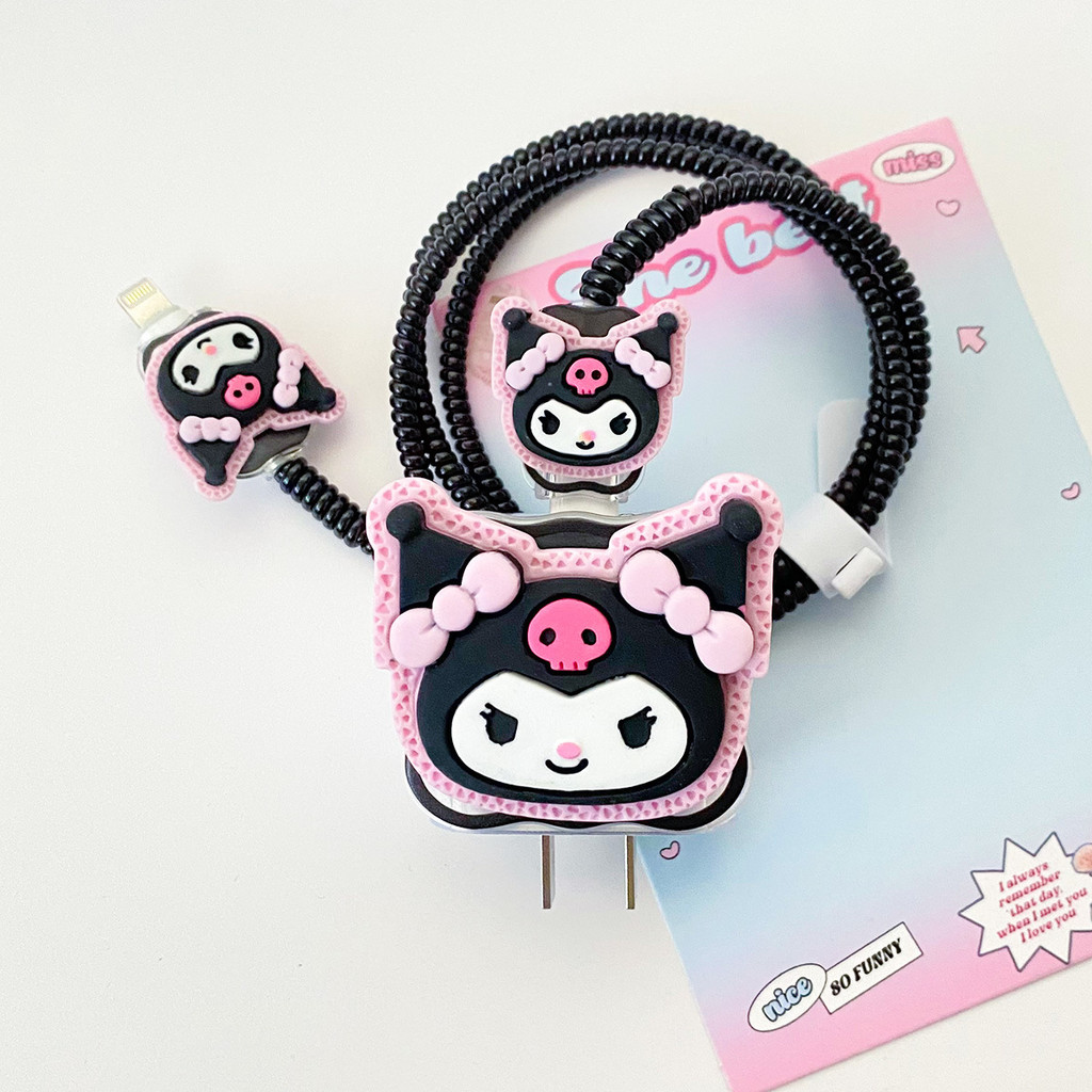 Dễ Thương Kuromi 20W PD Head Charger tpu Case Power Adapter Hoạt Hình In Hình Bảo Vệ Tương Thích Với