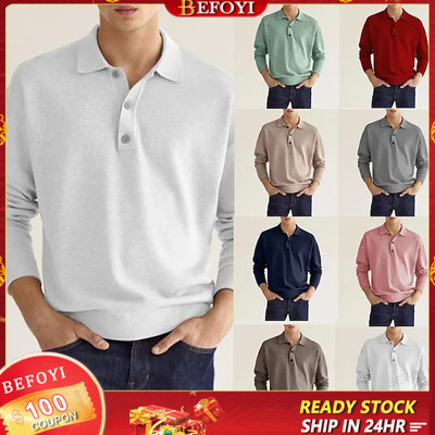 Áo thun nam dài tay cổ chữ V dáng rộng màu trơn nhiều màu tùy chọn áo thun polo co giãn cao ZT072