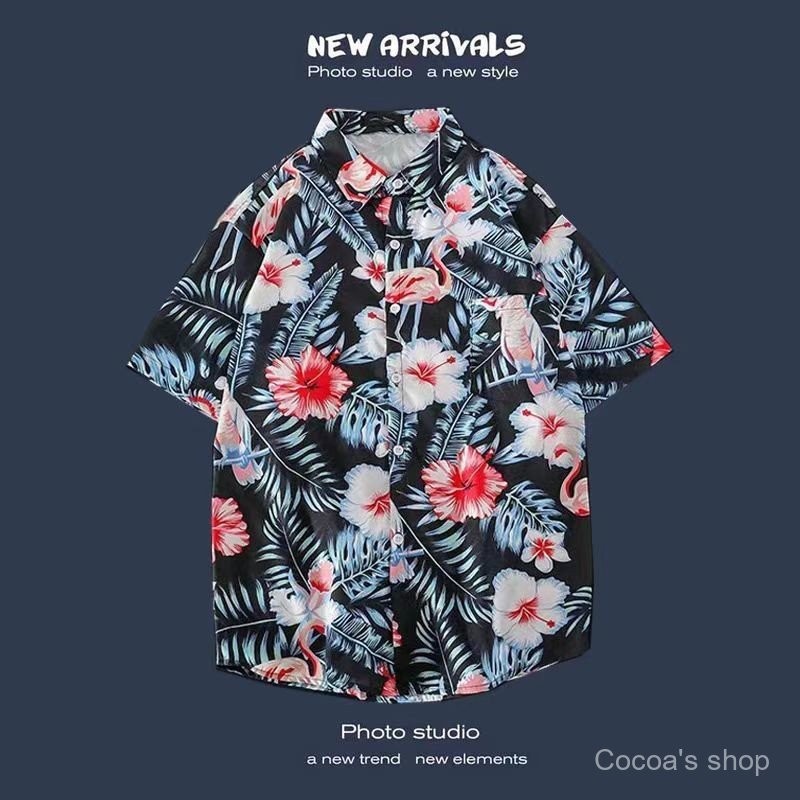 New Arrival Promotion Korean Style European and American Style Summer vintage Men's Floral Short Sle