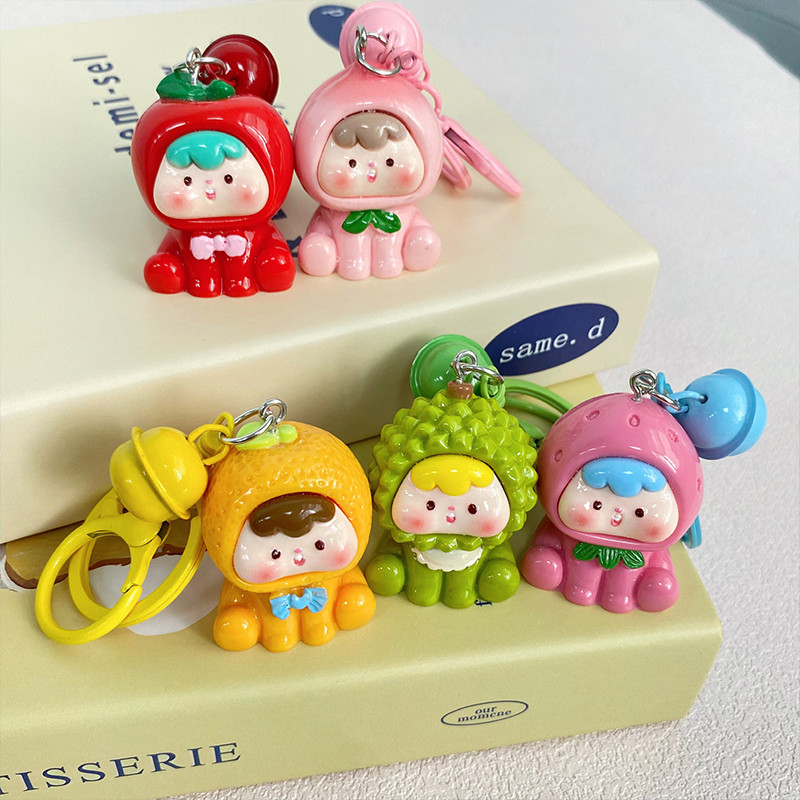 ⚡CM⚡Bwhte Sáng Tạo Kawaii Nhựa Ba Chiều Búp Bê Móc Khóa Ba Chiều Ba Lô Mặt Dây Chuyền Phụ Kiện Dễ Th