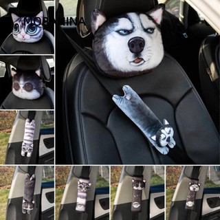 Gối Ô Tô MOBANINA, Họa Tiết Hoạt Hình Siberian Husky Cat Tựa Đầu Ô Tô, Sáng Tạo Mềm Phụ Kiện Tự Động Miếng Lót Vai Bảo Vệ