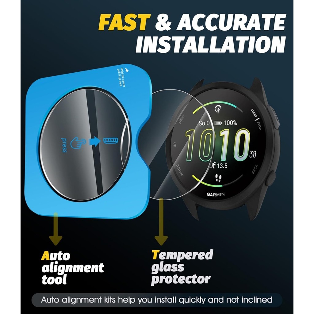 Kính Cường Lực Đồng Hồ Bảo Vệ Màn Hình Cho Garmin Forerunner 165 / 955 Tự Động Căn Chỉnh Công Cụ 9 Đ
