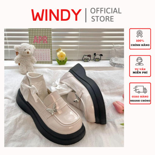 Giày Búp Bê Oxford WINDY Đế Cao Phong Cách Vintage Anh Quốc Phối Khóa BB-0227