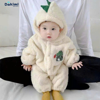 Bodysuit Bé Trai Bé Gái hình gấu Dakimi, Body Lông Cừu Ấm Áp Cho Bé, Quần Áo Trẻ Em, Bộ Liền Thân Thu Đông Size 3-12kg