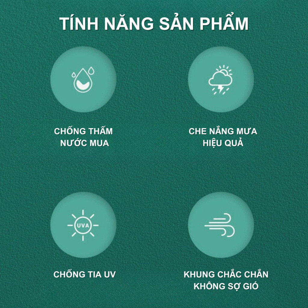 Ô dù gấp gọn tự động chống tia UV che nắng che mưa, khung chắc chắn và bền, vải chống thấm cực tốt.