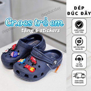   Ảnh thật  Giày Crocs classic trẻ em nhựa đúc hàng QC tặng kèm 6 stickers nhẹ kháng nước đế bám. 