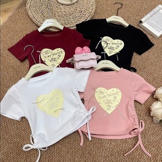 Áo thun Cotton trẻ em 2024 Áo thun bé gái ngắn tay